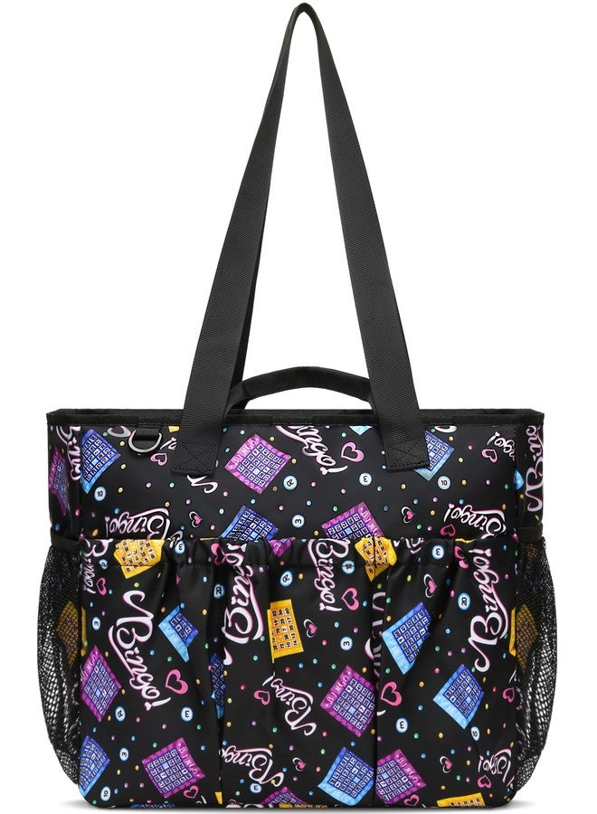 FOKDUVB Bingo Tote Bag with Pockets - Large Bingo Dauber Bag for Women & Adults - Image 1